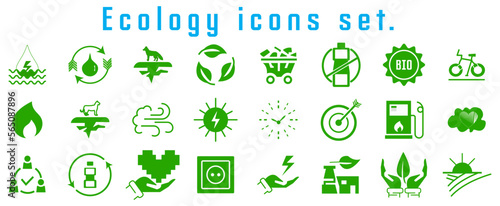 Vector Ecology icons set. Set of Ecology icons collection. Nature  eco  green  recycling symbol.