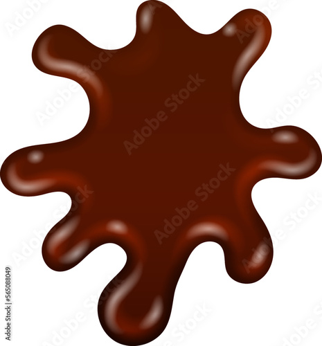 Brown fluid stain. Sticky sweet chocolate blob
