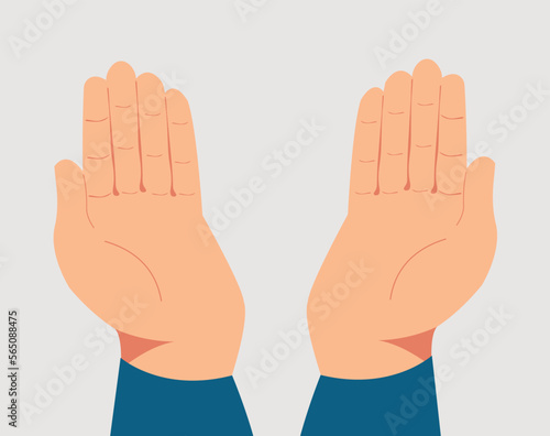 Illustration of praying hands. Concept of religion, god, faith and belief. Vector illustration