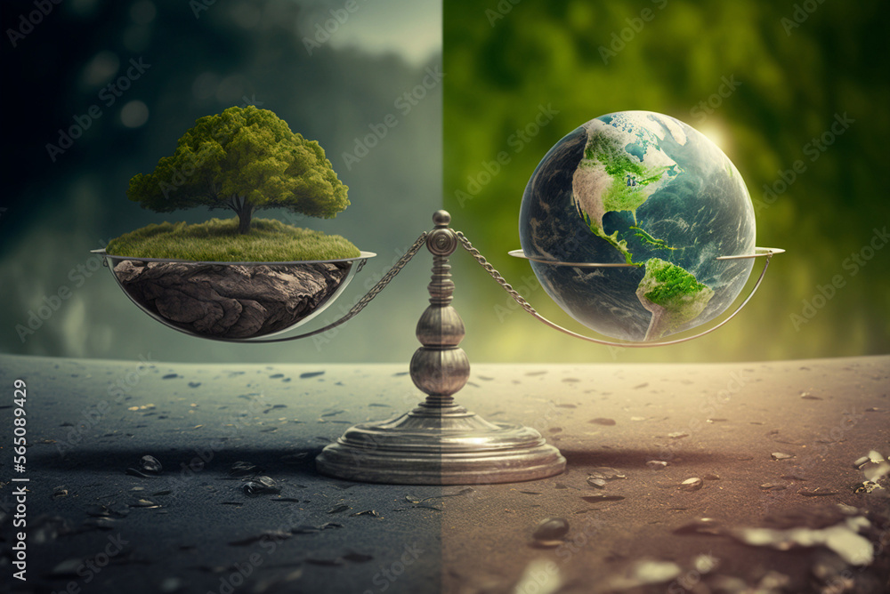Earth Balance Sign the balance and balance between lush green nature and healthy planet ...