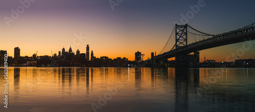 city skyline at sunset