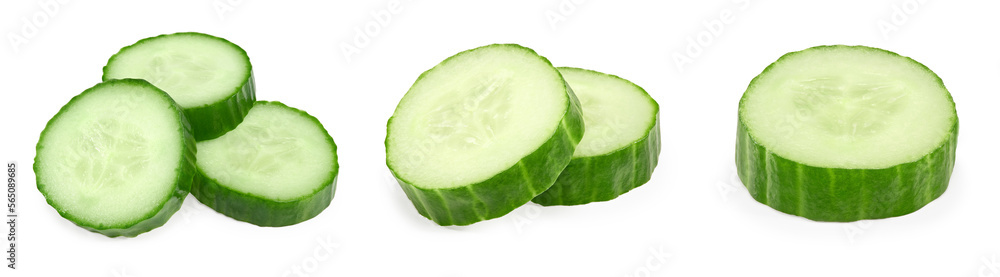 sliced cucumber isolated on white background. clipping path sliced cucumber isolated on white background. clipping path