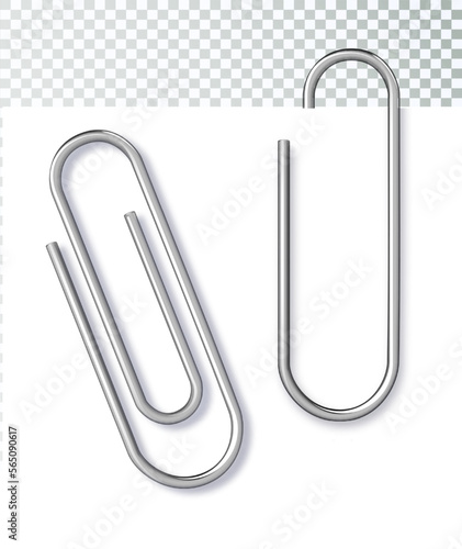 Paper clip on paper. metal Page paper clip holder, binder. vector