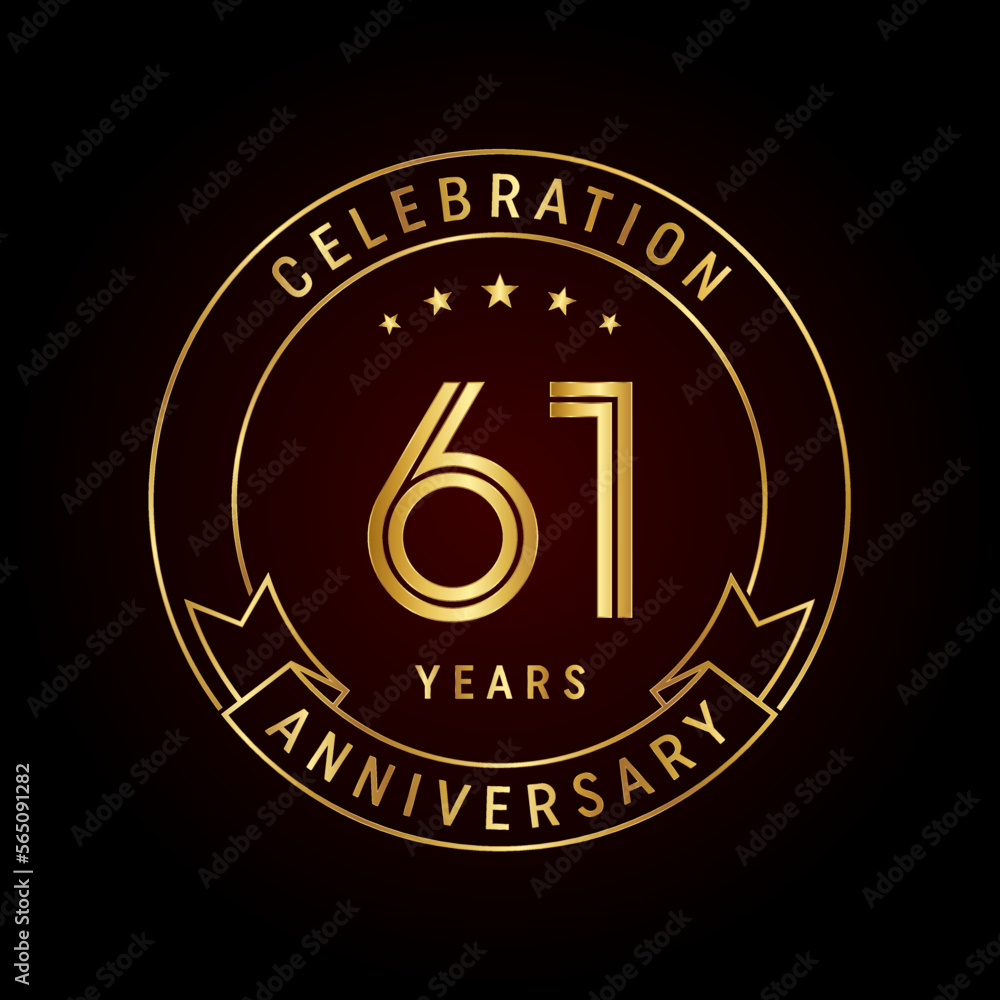 61th anniversary logo design in emblem style. Logo Vector Template 61th anniversary logo design in emblem style. Logo Vector Template