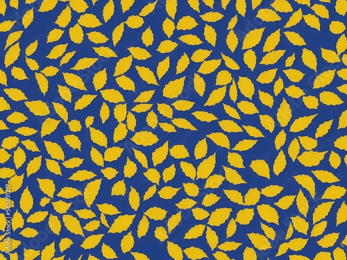 Yellow leaf background blue