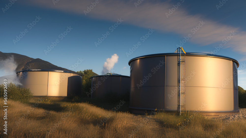 hydrogen tank, gas, gasoline, oil, water, bio-sustainable in the environment, Generative AI hydrogen tank, gas, gasoline, oil, water, bio-sustainable in the environment, Generative AI