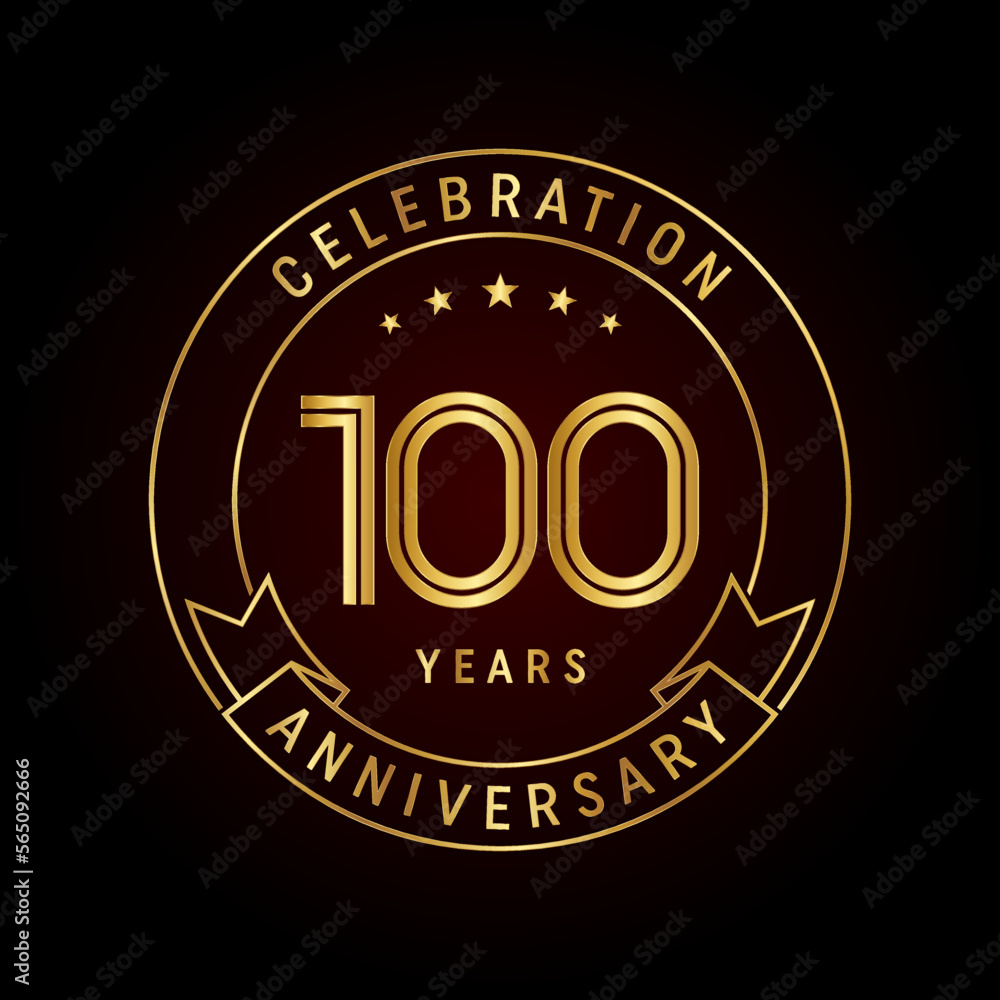 100th anniversary logo design in emblem style. Logo Vector Template