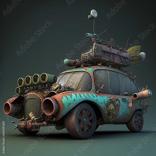 Steampunk Cartoon Car