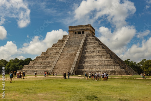 Pyramid Chichenitza ruins ancient pre-colombian city in Yucatan, Mexico photo