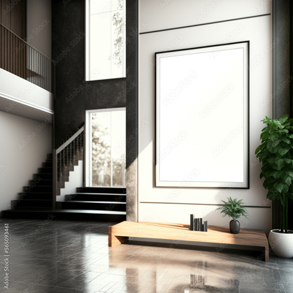 Mock-up frame in dark home interior. Mock-up frame in dark home interior.