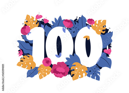 Canvas Print The happy 100 anniversary. This is number for party