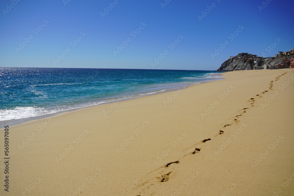 Footprints on a Secluded Pacific Beach in Cabo San Lucas Mexico