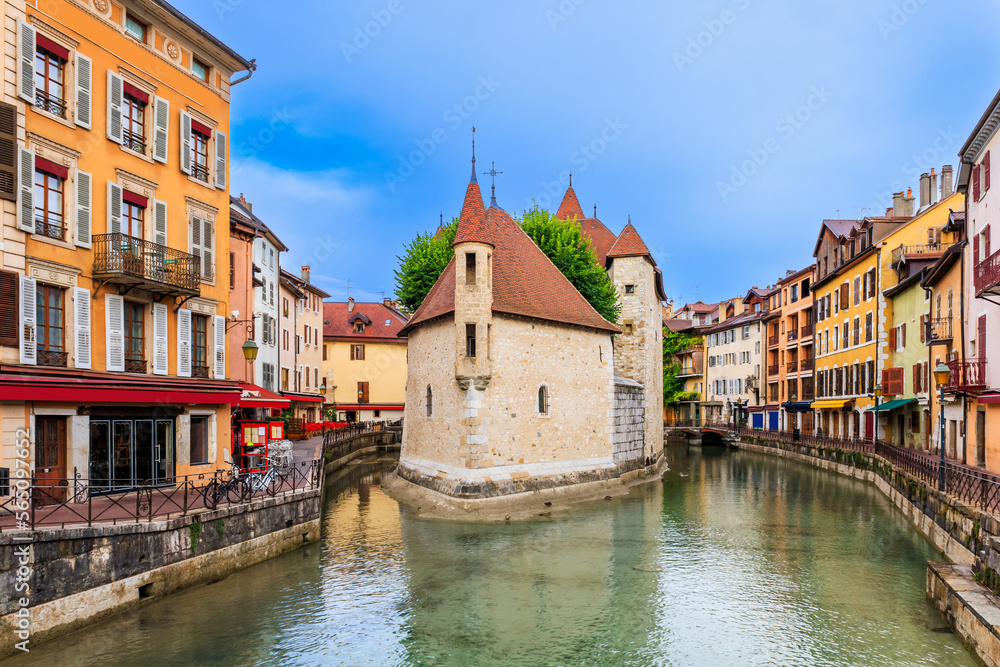 Annecy, France. Quai de l'Ile and canal in the old city.