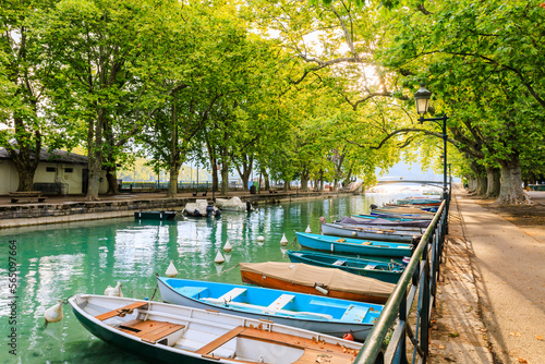 Annecy  France. Boats and canal from lovers  bridge.