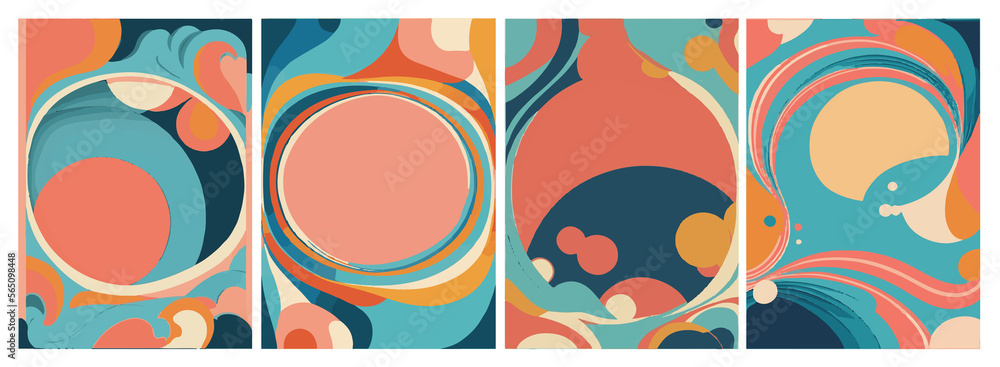 Images with space for text. Set of backgrounds psychedelic style, stains, flowers, waves Images with space for text. Set of backgrounds psychedelic style, stains, flowers, waves