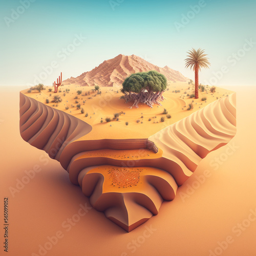 Desert isometric. Generative ai