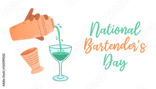 National Bartender Day. Holiday concept. Background, banner, card, poster with text inscription. Vector EPS10