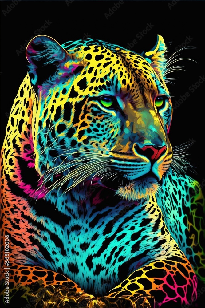 leopard, jaguar, animal, abstraction, pop art, canvas print Stock  Illustration | Adobe Stock