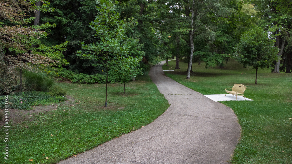 Fototapeta premium Park Path With Benches