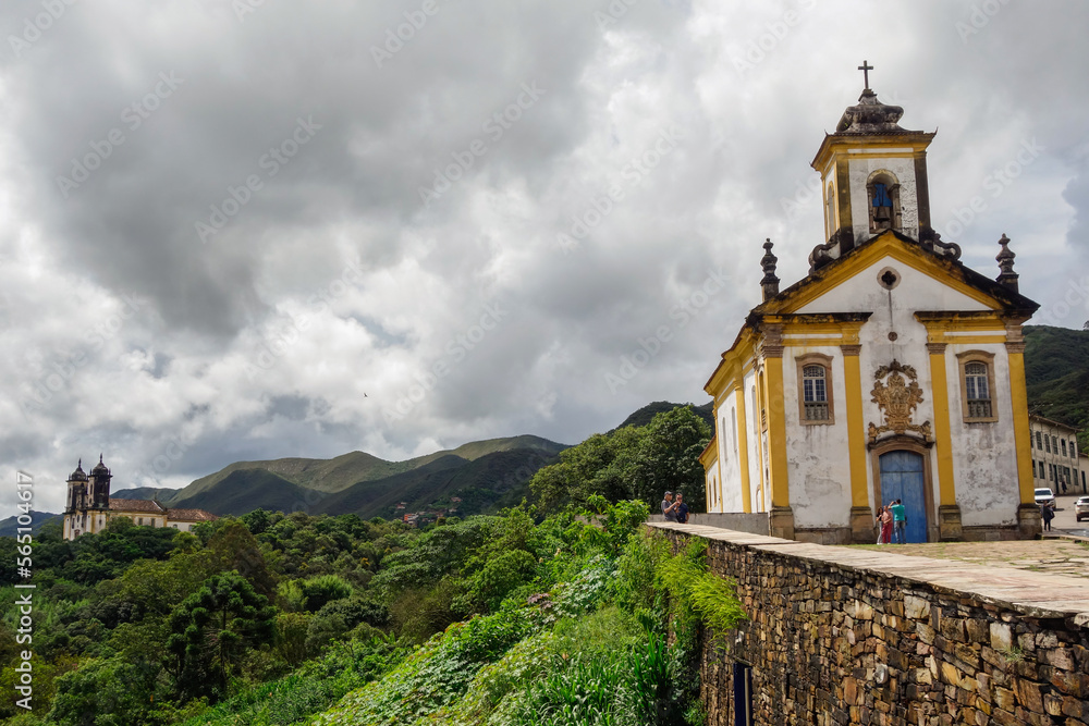 Nossa Senhora das Merces and Sao Francisco de Paula ancient churches, in Ouro Preto, Minas Gerais, Brazil