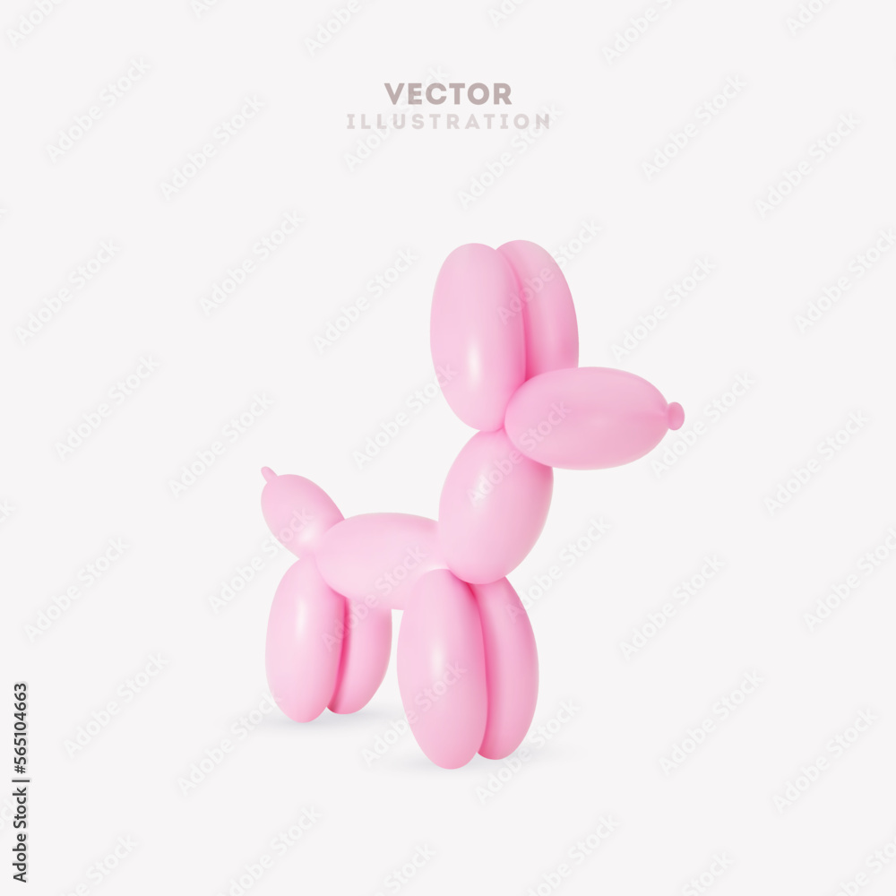 3d vector balloon dog illustration. Suitable for Valentine's Day, Birthday and Mother's Day decoration.
