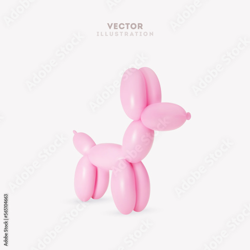 3d vector balloon dog illustration. Suitable for Valentine's Day, Birthday and Mother's Day decoration. © Vika art