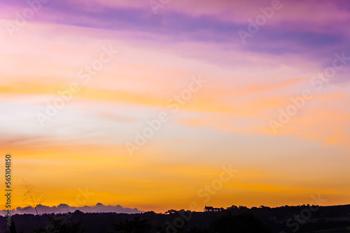 Colored sunset over the city