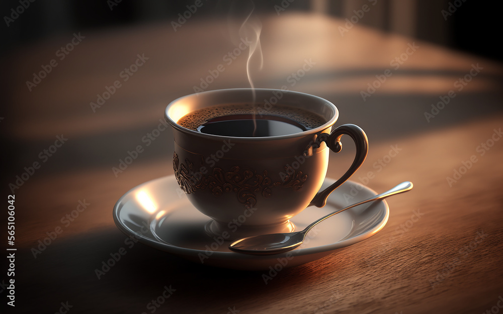 A cup of coffee on the table. Generative AI A cup of coffee on the table. Generative AI