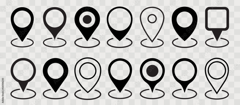 Location pin icon set. Map pin place marker.Location icon. Map marker pointer icon set. GPS location symbol collection. Location pin icon on transparent background. Vector illustration. Location pin icon set. Map pin place marker.Location icon. Map marker pointer icon set. GPS location symbol collection. Location pin icon on transparent background. Vector illustration.