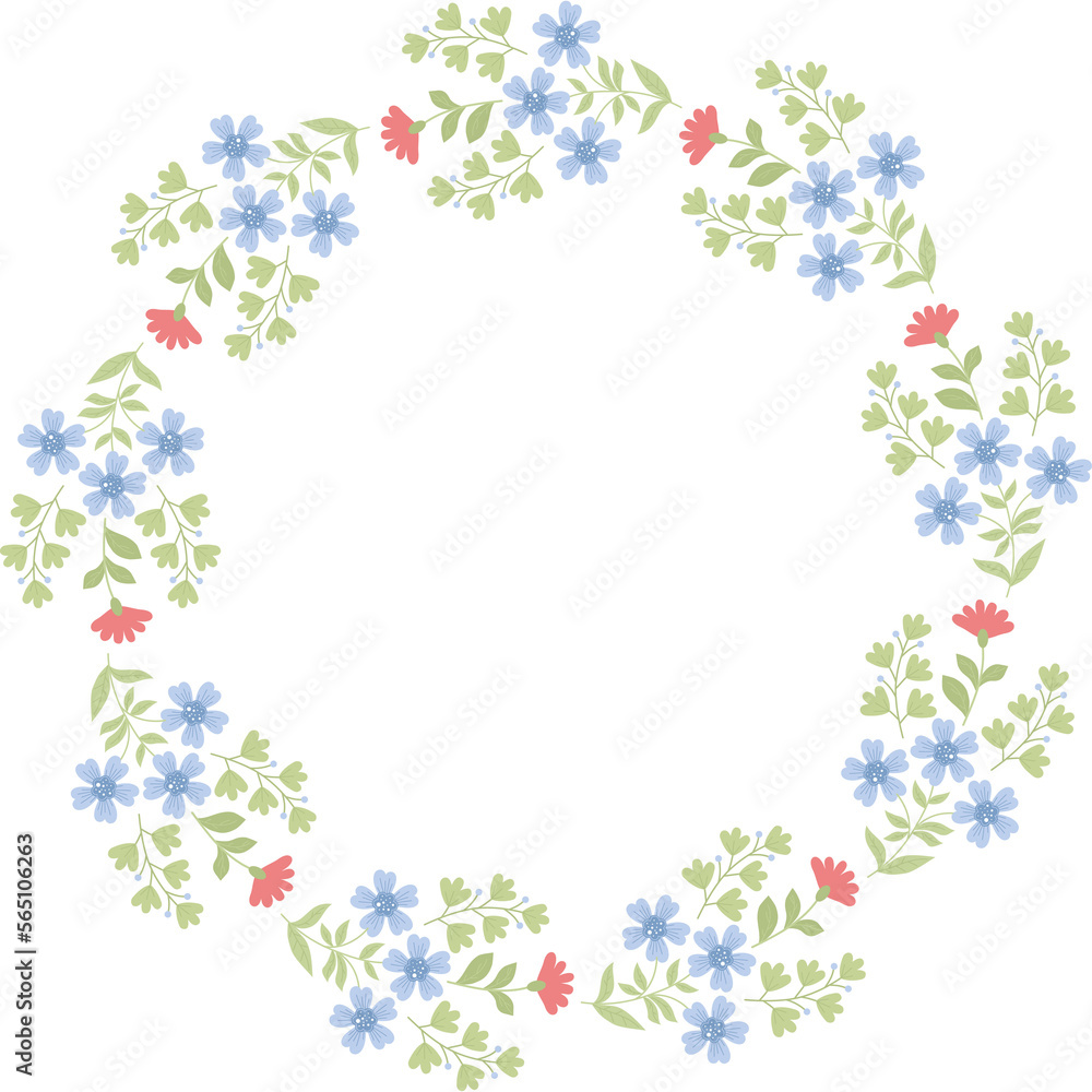 Round floral frame with flowers