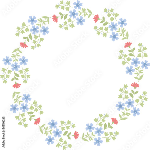 Round floral frame with flowers