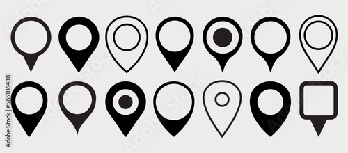 Location pin icon set. Map pin place marker.Location icon. Map marker pointer icon set. GPS location symbol collection. Location pin icon on beige background. Vector illustration.