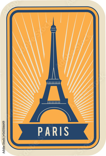 Paris vintage postmark. France postal or travel label
