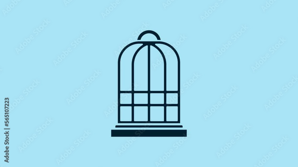 Blue Cage for birds icon isolated on blue background. 4K Video motion graphic animation Blue Cage for birds icon isolated on blue background. 4K Video motion graphic animation