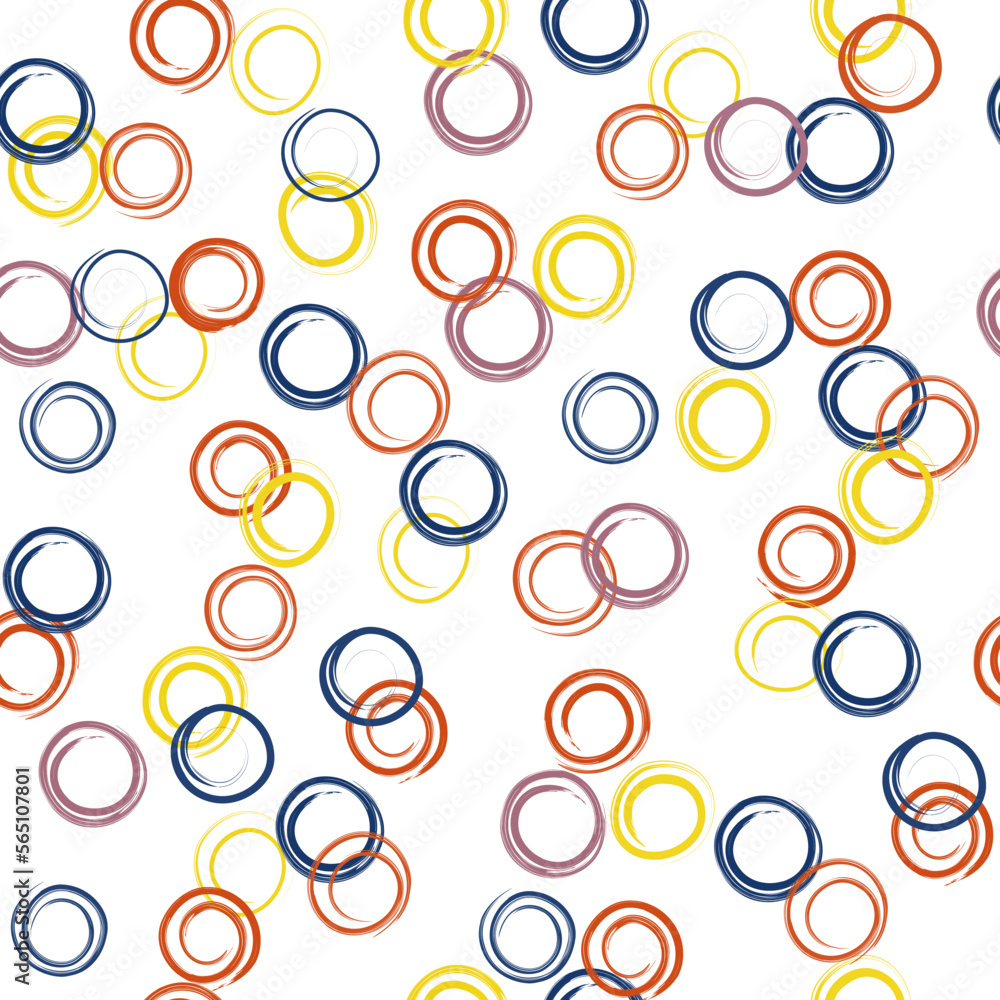 Vector seamless pattern of abstract texture with bright colored ink circles. Creative background with blue red yellow lilac spirals. decorative design wallpaper, fabric, background Vector seamless pattern of abstract texture with bright colored ink circles. Creative background with blue red yellow lilac spirals. decorative design wallpaper, fabric, background