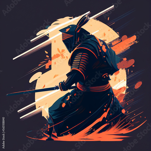 Kendo or sword path, Japanese martial art, AI generated photo