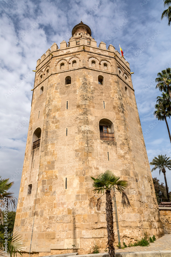 The Torre del Oro, Tower of Gold is a dodecagonal military watchtower in Seville, Spain