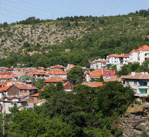 Asenovgrad is a town in central southern Bulgaria. Panorama, view of the city from the Rhodope Mountains.