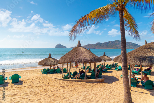 An oceanfront resort offers private huts and cabanas along the sandy Playa Gaviotas beach in the Golden Zone of Mazatlan, Mexico, along the Sinaloa Riviera.
 photo