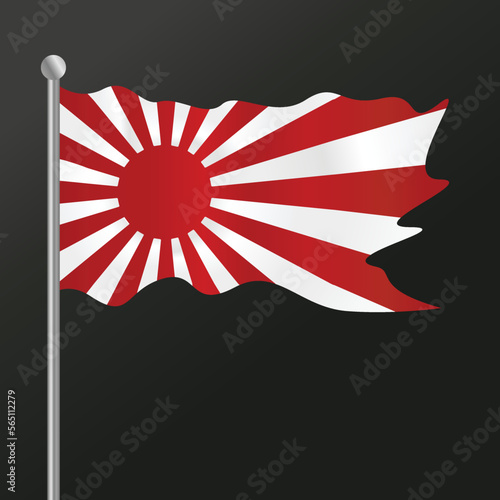 country flag pole of rising sun japanese imperial naval ready for your history design