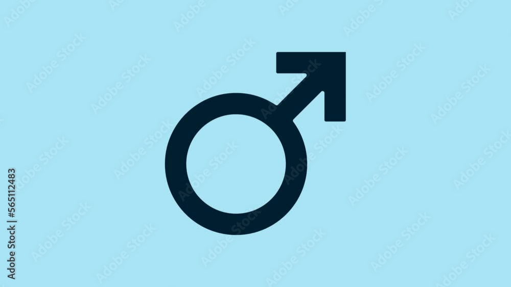 Blue Male gender symbol icon isolated on blue background. 4K Video motion graphic animation Blue Male gender symbol icon isolated on blue background. 4K Video motion graphic animation