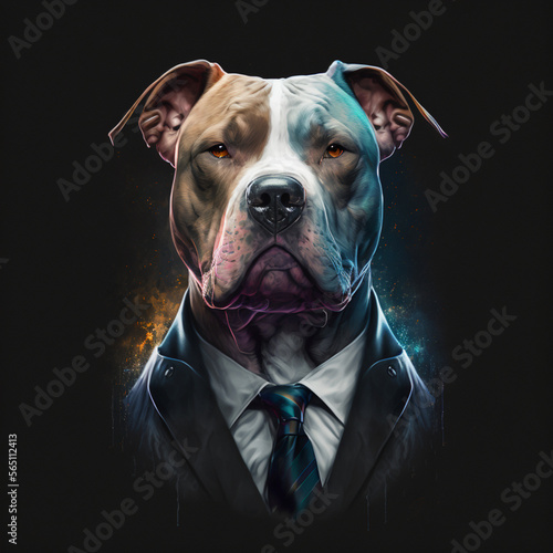 cute pitbull in a suit and tie