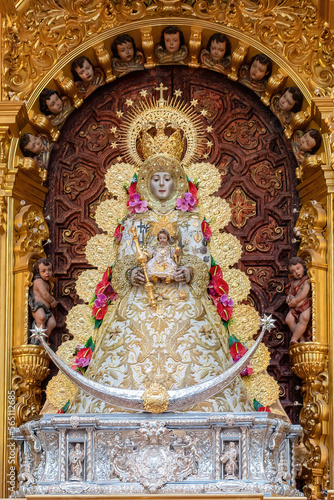 Obraz w ramie Image of the Virgen del Rocio, inside of the Ermita del Rocío, hermitage in Almonte, in Huelva, Spain