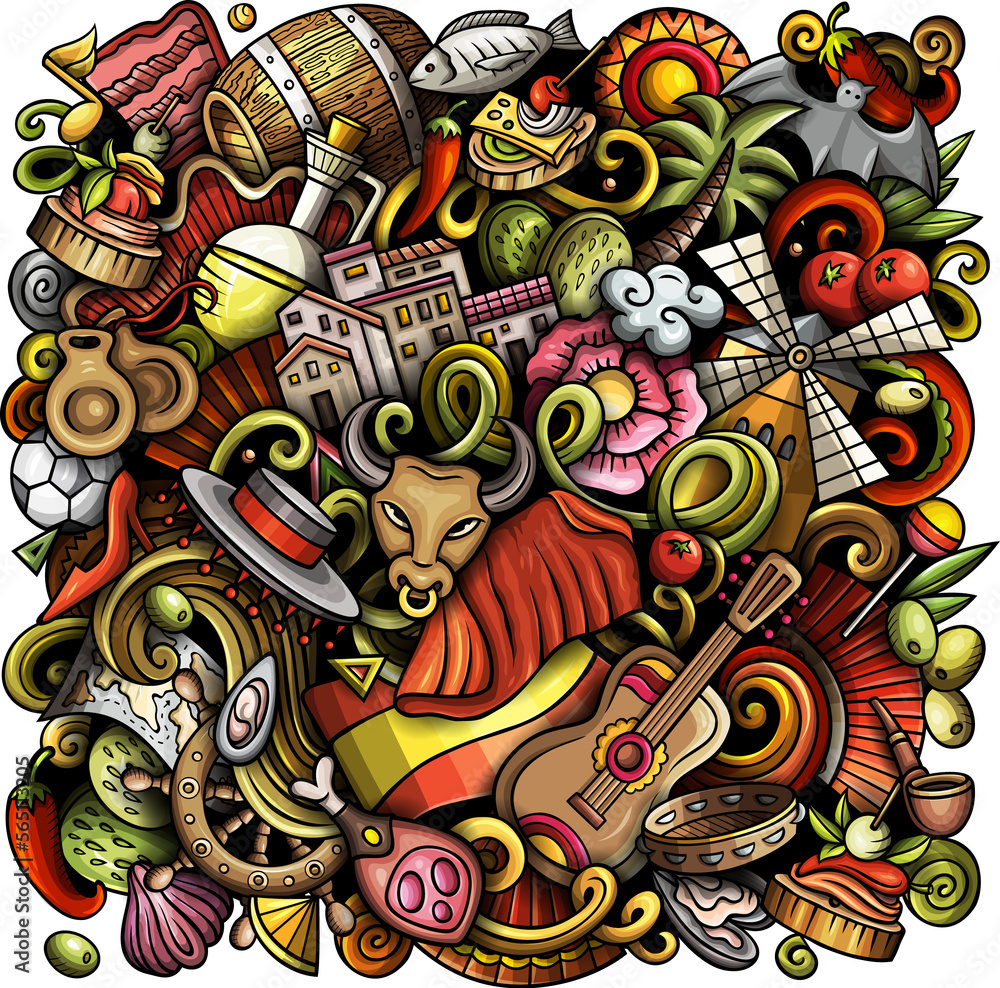 Fototapeta premium Spain detailed cartoon illustration