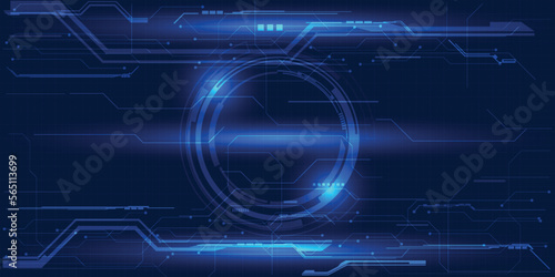Vector illustrations of futuristic screen display for horizontal layout showcase with optic screen and digital element grid line circuit decor.Future digital innonvation and technolog concepts.