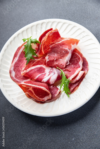 coppa cured sausage italian pork neck meat meal food snack on the table copy space food background rustic top view