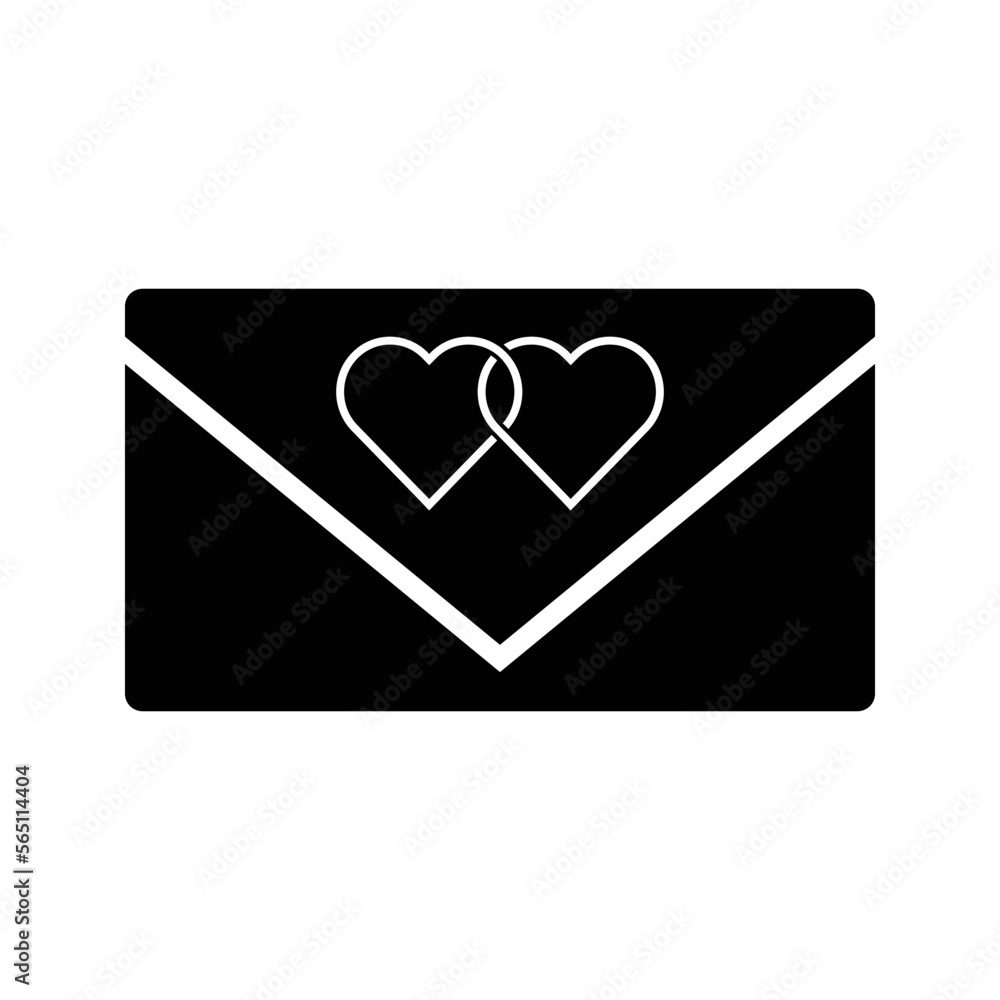 Love Letter envelope concept. Simple sign of heart romantic message icon. Valentine day mail symbol. Print, social media post, web banner, card design. Isolated vector Illustration