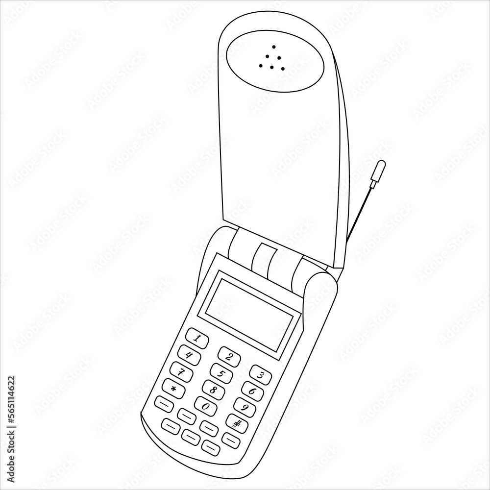 classic keypad mobile phones coloring pages vector, coloring pages for