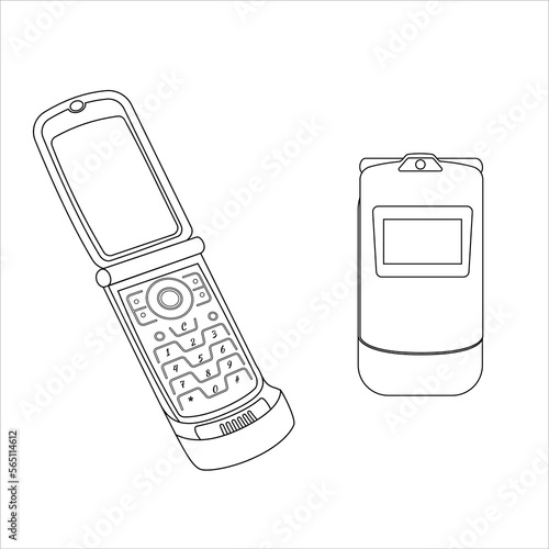 classic keypad mobile phones coloring pages vector, coloring pages for kids.