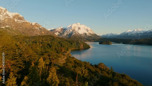 Drone Over Lush Green Forest At Nahuel Huapi Park photo